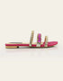 Jewel Pink Embellished Triple-Strap Flat Sandals – Essence by Rubina